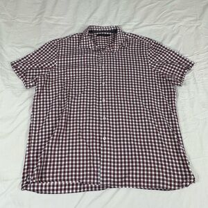 Perry Ellis Mens Red Plaid Short Sleeve Button Up Shirt 2XL